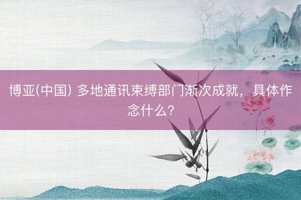 博亚(中国) 多地通讯束缚部门渐次成就，具体作念什么？