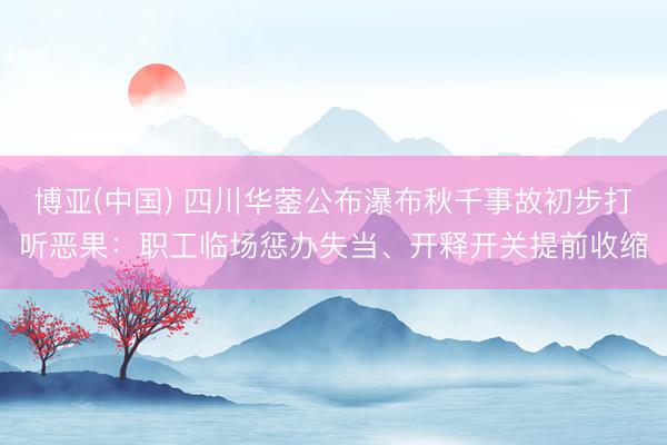 博亚(中国) 四川华蓥公布瀑布秋千事故初步打听恶果:职工临场惩办失当、开释开关提前收缩