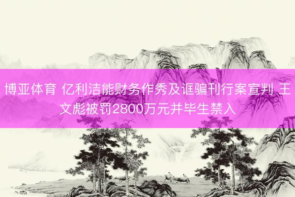 博亚体育 亿利洁能财务作秀及诓骗刊行案宣判 王文彪被罚2800万元并毕生禁入