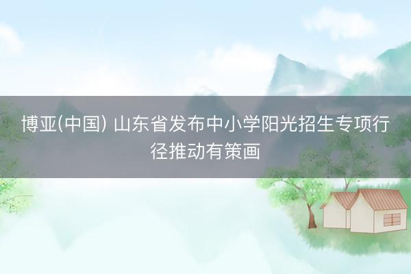 博亚(中国) 山东省发布中小学阳光招生专项行径推动有策画